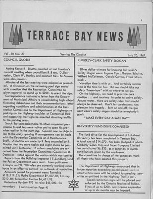 Terrace Bay News, 20 Jul 1967