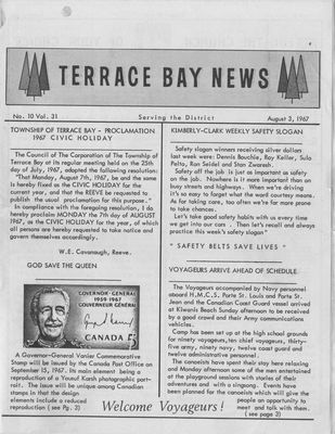 Terrace Bay News, 3 Aug 1967