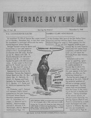 Terrace Bay News, 5 Dec 1968