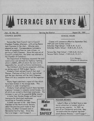 Terrace Bay News, 20 Aug 1969