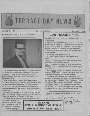 Terrace Bay News, 11 Dec 1969