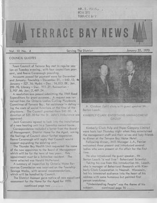 Terrace Bay News, 22 Jan 1970