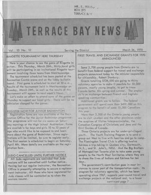 Terrace Bay News, 26 Mar 1970