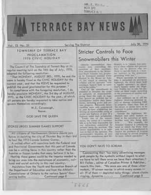 Terrace Bay News, 30 Jul 1970