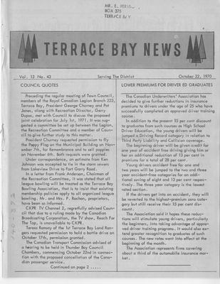 Terrace Bay News, 22 Oct 1970