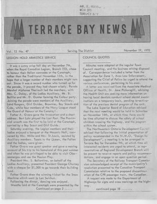 Terrace Bay News, 19 Nov 1970