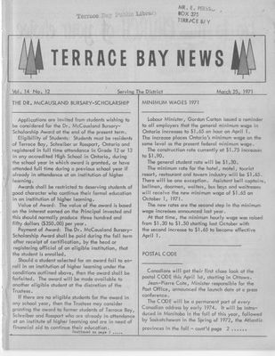 Terrace Bay News, 25 Mar 1971