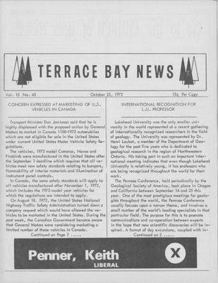 Terrace Bay News, 25 Oct 1972