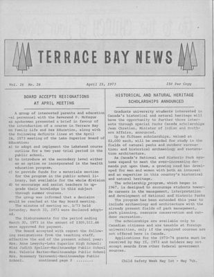 Terrace Bay News, 25 Apr 1973