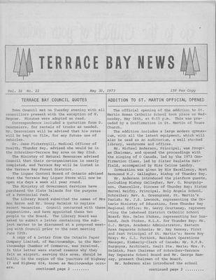 Terrace Bay News, 30 May 1973