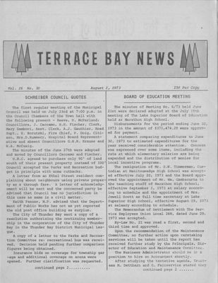 Terrace Bay News, 1 Aug 1973