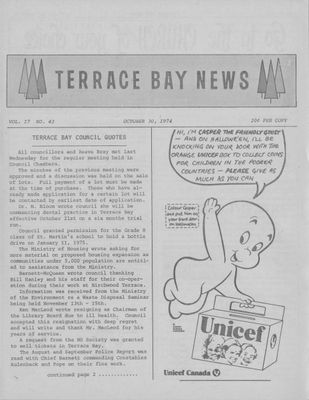 Terrace Bay News, 30 Oct 1974