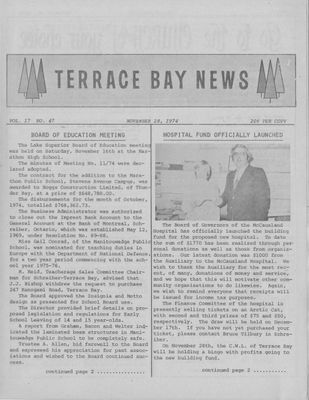 Terrace Bay News, 28 Nov 1974