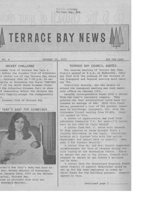 Terrace Bay News, 29 Jan 1975