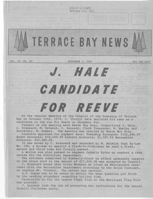 Terrace Bay News, 3 Nov 1976