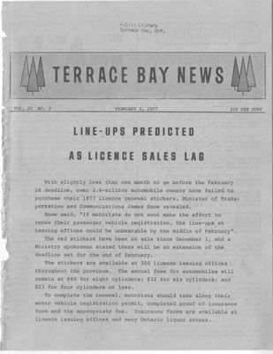 Terrace Bay News, 2 Feb 1977