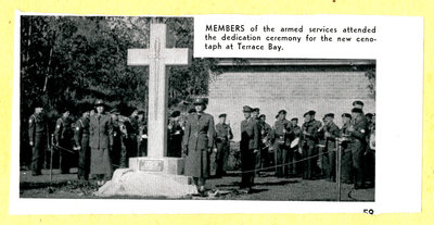 Dedication Ceremony for the First Cenotaph in Terrace Bay