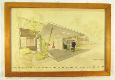 1940s Painting of Hotel Terrace Entrance