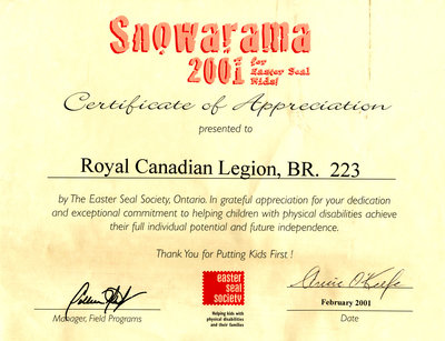 Snowarama 2001 Certificate