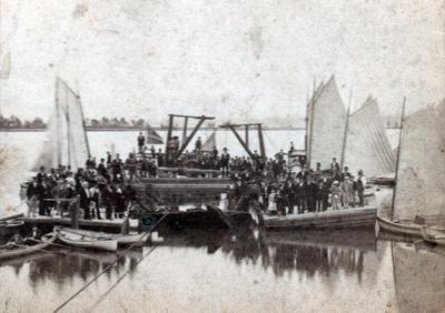 USS Lawrence being raised