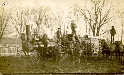 Stationary Steam Engine & Workers 
