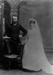 Wedding picture of Hugh John Montgomery (Lucy Maud Montgomery's father) & Mary Ann McCrae, his 2nd wife, ca.1889.  Prince Albert, SK.