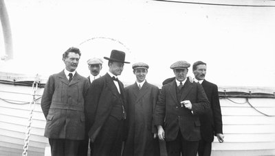 Ewan Macdonald [third from left] on deck of Megautic, ca. 1911