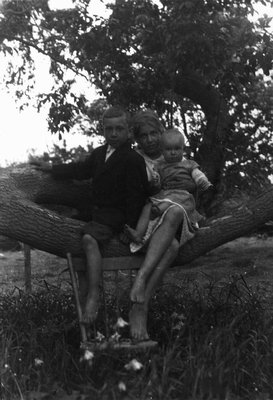 Marion, Keith, Pauline (baby) Webb, ca.1920's.  Cavendish, P.E.I.