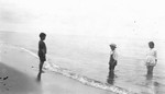 Chester at the beach with boy and girl, Cavendish, P.E.I.