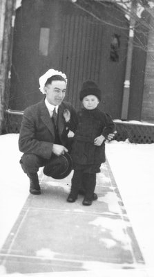 Chester with Cuthbert McIntyre, Winter 1916, Leaskdale, ON.