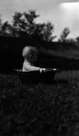 Stuart Macdonald in tub in backyard, age 10 months, ca.1916.  Leaskdale, ON.