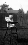 Stuart in high chair age 10 months, ca.1916.  Leaskdale, ON.