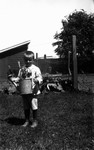 Stuart Macdonald with shaved head age 5 1/2, 1921.  Leaskdale, ON.