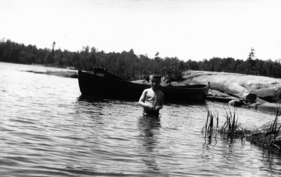 Stuart Macdonald age 6 1/2, ca.1922.  Leaskdale, ON. (?), Cavendish, P.E.I. (?).