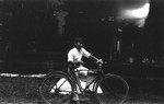 Stuart Macdonald with bike, age 13, ca.1928.  Norval, ON.
