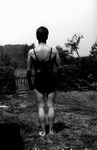 Stuart Macdonald in bathing suit, age 19, ca.1934.  Norval, ON.
