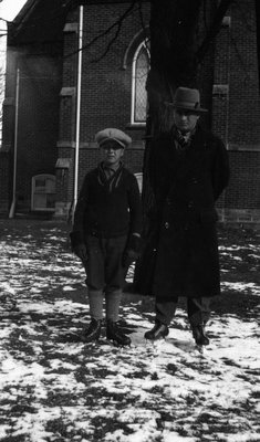 Stuart & Chester with skates on, Norval, ON.