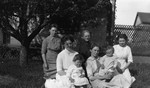 (Left foreground) Margaret Stirling with daughter Doris, others unidentified, ca.1913.  Leaskdale, ON.