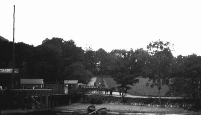 Horse drawn carriage near shore, England (Honeymoon, 1911)