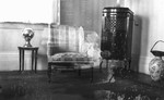 Parlor at Leaskdale Manse (with double exposure of Lucy Maud Montgomery and Mrs. Estey)