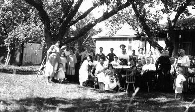 Quilting bee at Mrs. Leask's,  Leaskdale, ON.