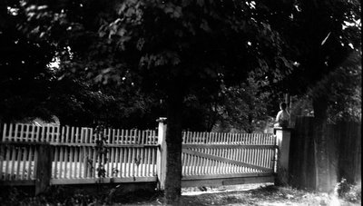 Child on fencepost,  Leaskdale, ON.