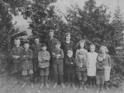 Group of children, including Stuart and Chester, ca.1920.