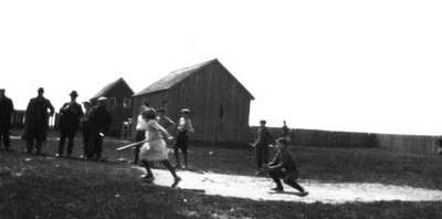 Chester's 1st baseball game, ca.1918.  Leaskdale, ON.