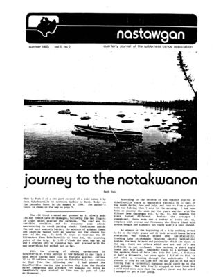 Nastawgan (Richmond Hill, ON: Wilderness Canoe Association), Summer 1985