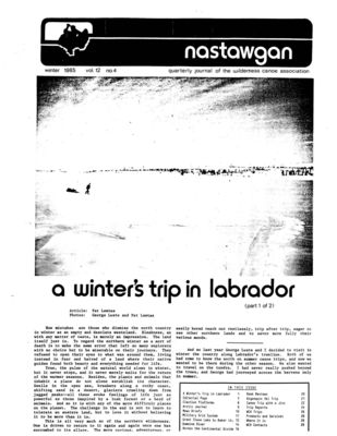 Nastawgan (Richmond Hill, ON: Wilderness Canoe Association), Winter 1985