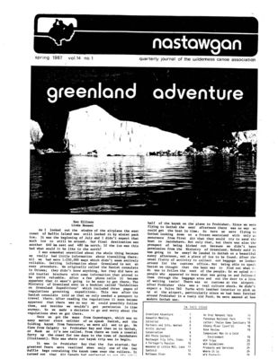 Nastawgan (Richmond Hill, ON: Wilderness Canoe Association), Spring 1987