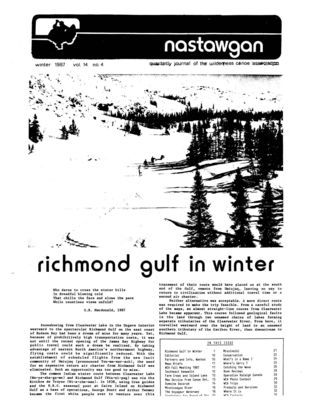 Nastawgan (Richmond Hill, ON: Wilderness Canoe Association), Winter 1987