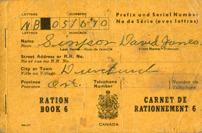 David James Simpson's Ration book