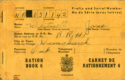 Jane Whitmell's Ration Book, 1940